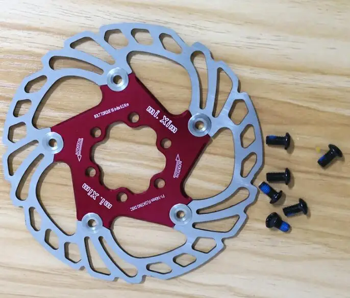 red 140mm MTB 140/160/180/203 мм Велосипедный тормозной диск вниз горка плавающий велосипед стояночного тормоза шесть ногтевых дисков для горного велосипеда тормозные диски - Цвет: red 140mm