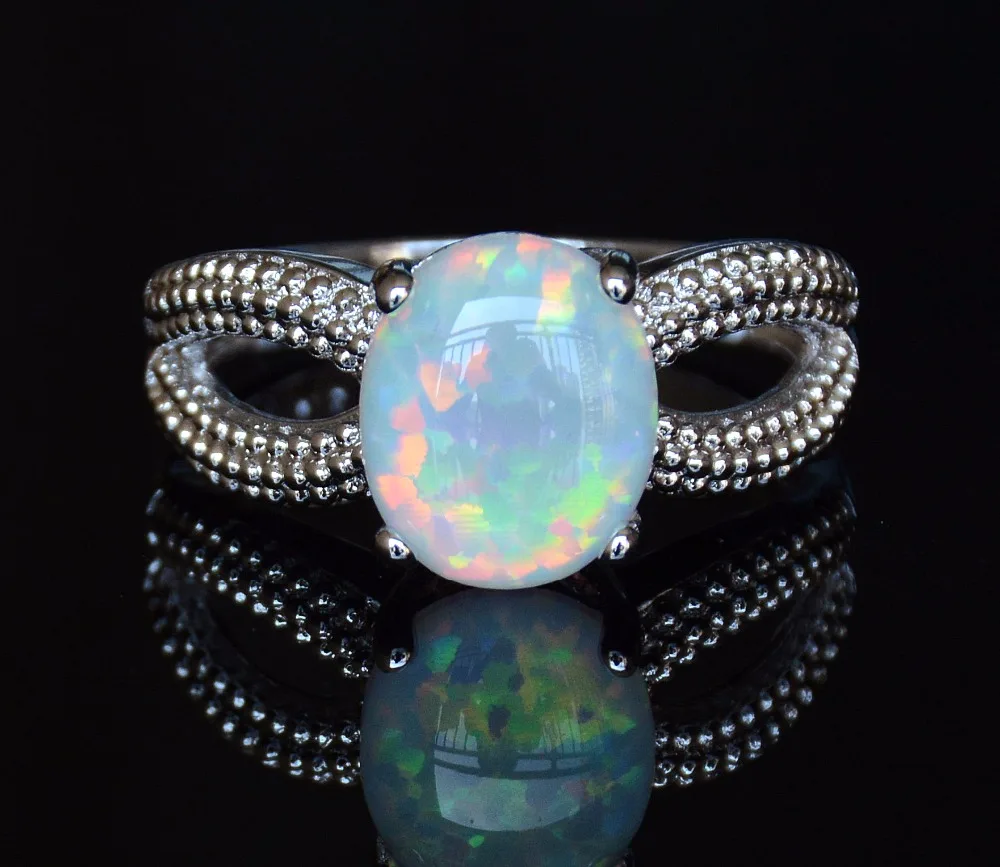 Новые Кольца с белым огненным опалом на Рождество|white fire opal ring|fire ringopal ring |