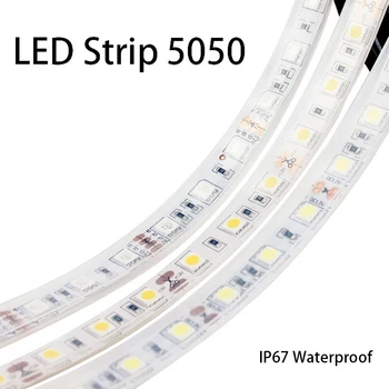 

IP67 Waterproof 12V LED Strip 5050 Flexible Led Tape+Milky Cover 60leds/m RGB White Warm White 5m/roll Ribbon For Kitchen Use