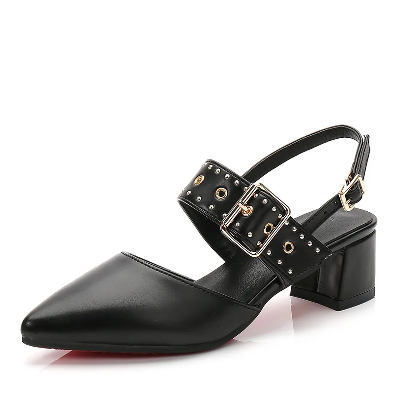 

Vintage Elegant Mid Square Heel Women's Sandals Summer Style Peep Toe Cross Tied Side Zip Design Shoes Woman Rivet
