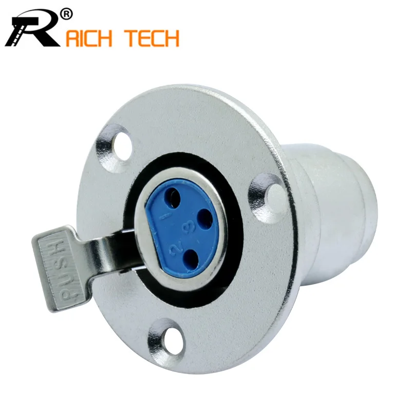 

2pcs High quality Nickel Plated 3PIN XLR Connector 3 Holes Panel Mount Push-type Female XLR Aviation Connector Audio XLR Adapter