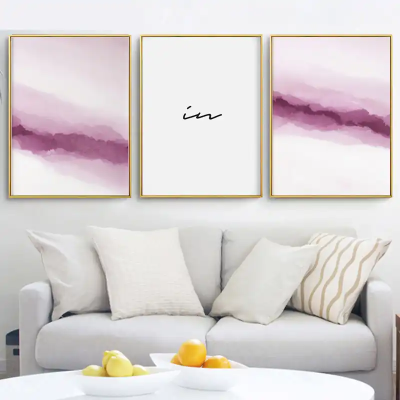 Minimalist Pink Brush Abstract Wall Art Watercolour Strokes Canvas Painting Black White Posters Modern Living Room Home Decor Painting Calligraphy Aliexpress