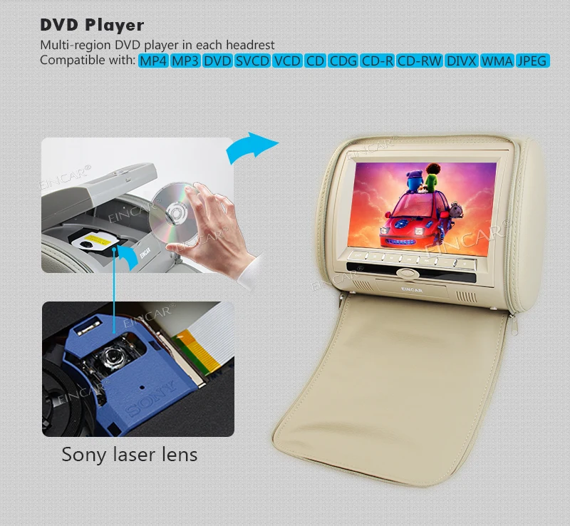 Top 9 Inch Car Headrest DVD Player Monitor With 800*480 TFT LED Touch key Built-in Speaker Support USB HDMI Games Remote Control 4 Top 9 Inch Car Headrest DVD Player Monitor With 800*480 TFT LED Touch key Built-in Speaker Support USB HDMI Games Remote Control 4