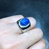 Anillo de zafiro estrella azul brillante clásico para hombre, anillo de Plata de Ley 925, de gran potencia mascular, joyería fina, regalo de plata ► Foto 3/5