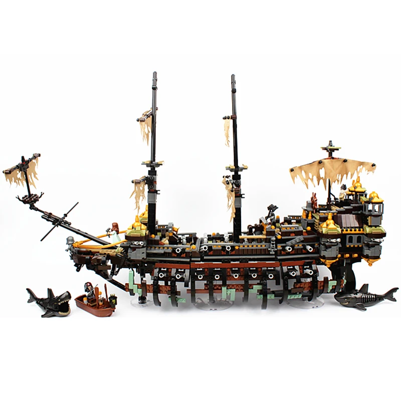 

16042 2370pcs Pirate Ship Series Pirates of the Caribbean Silent Mary Flagship Building Block Compatible with Bela