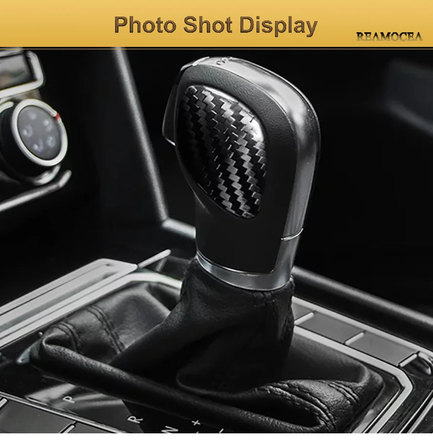 Reamocea 2Pcs Carbon Fiber Gear Shift Knob Gear Head Protection Cover Sticker For VW Golf 7 GTI MK7 2013 2014 2015 2016 - 2018 (13)