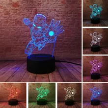 Novelty Superhero Ironman Action Figure 7 Colors Changing LED 3D Night Lamp lampada Child Kids Table Bedroom Bedside Light Gifts