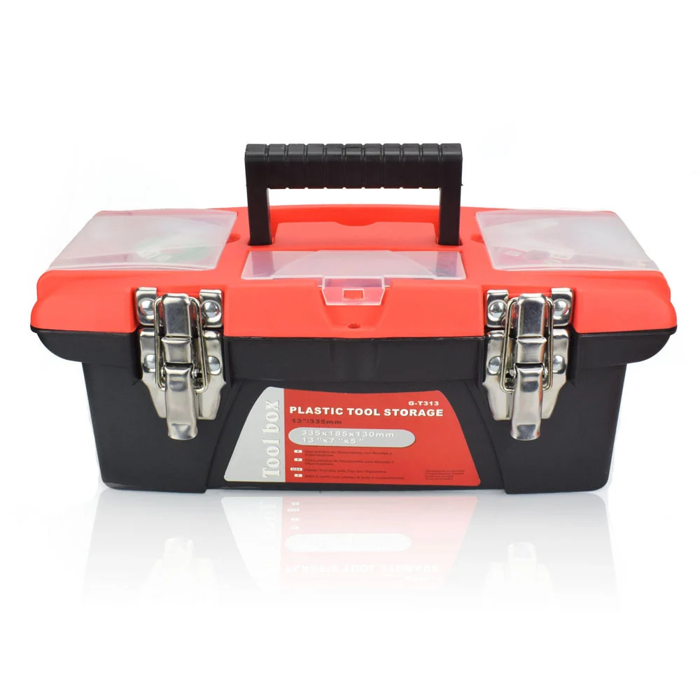 NEWACALOX многофункциональный ящик для инструментов для домашнего обслуживания автомобиля ручной художественный ящик для хранения оборудования двухслойный ремонтный ящик для инструментов чехол - Цвет: Red Toolbox
