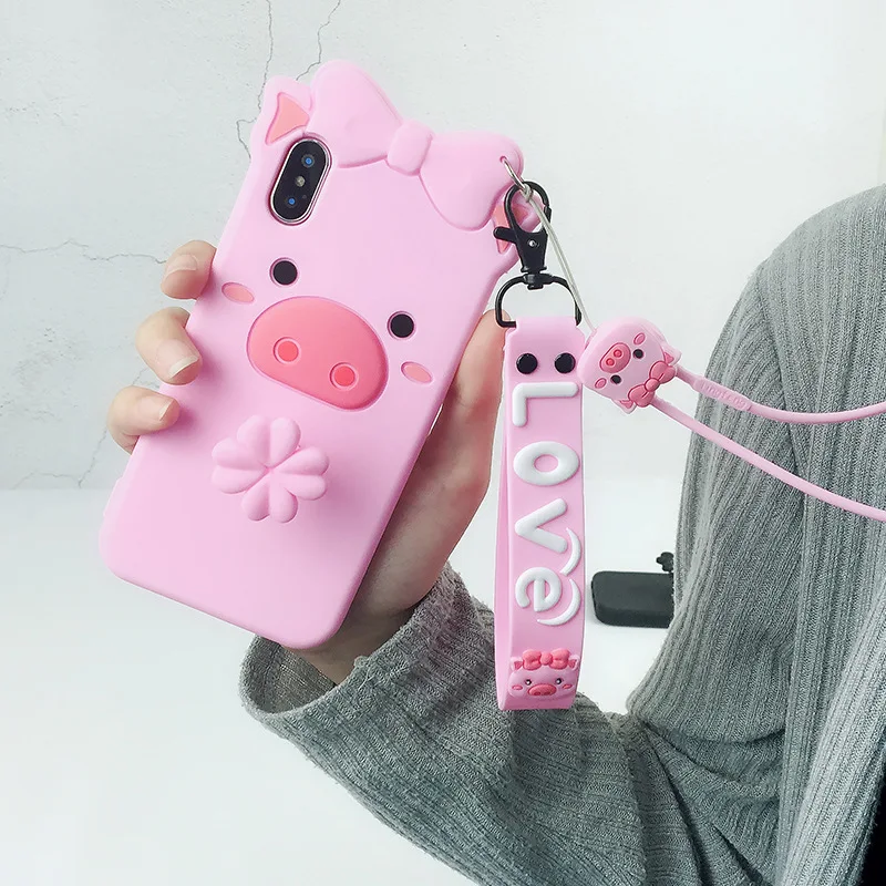 With Wrist lanyard P Милый розовый чехол-копилка для Xiaomi Redmi Note 7, чехол-накладка на заднюю панель, модный защитный ковер для Redmi Note 7, чехол - Цвет: With Wrist lanyard P
