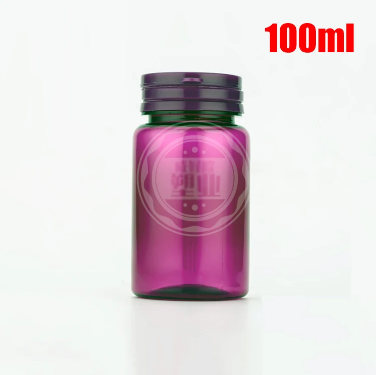 

100pcs 100ml Purple Color PET Sample Packing Bottles With Tearing Caps, 100CC Pills/Capsules/Vitamin/Powder Containers