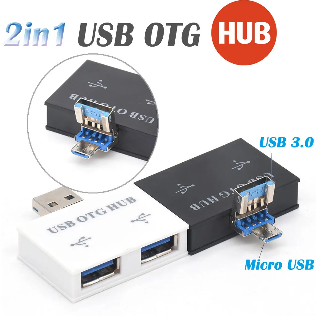 USB 3,0 2 порта концентратор USB зарядное устройство 2в1 OTG концентратор ноутбук порт зарядки Micro USB для Android смартфон/компьютер# BL1