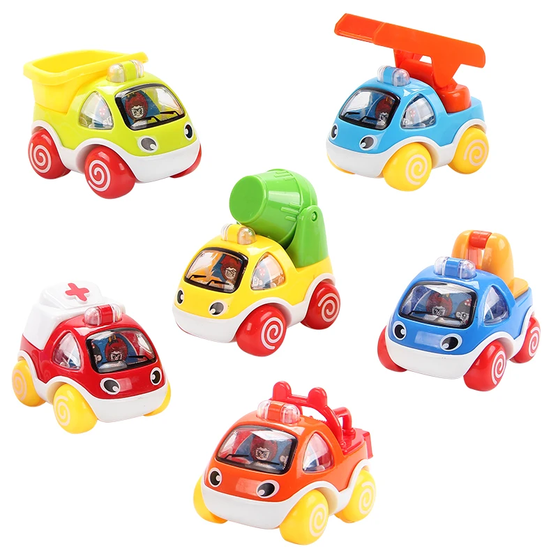 

Kawaii Mini Cartoon Pull back Car Baby Toy Gift Ladder Truck Crane Trailer Toys for Boys