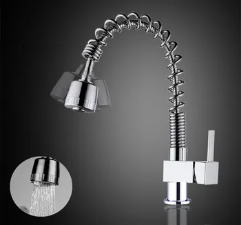 

Elegant Chrome Brass Functional Swivel Pull-out Spring Spout Kitchen Sink / Basin Torneira Faucets Mixers & Taps (UP-6710)