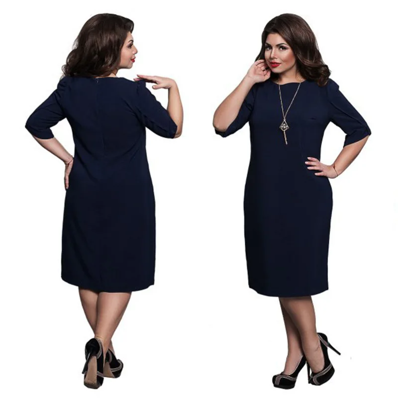 

6XL Large Size Summer Dress 2019 Fashion Women Clothing Casual Half Sleeve Red Blue Straight Dress Plus Size Midi Dress Vestidos