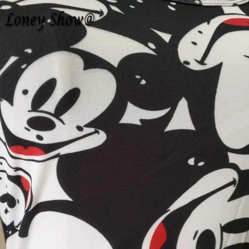 New Design Summer Fashion Bodysuits Cute Mouse Cartoon Character Printed Jumpsuits Slim Costume Skinny Rompers Overalls Jumpsuits and Playsuits