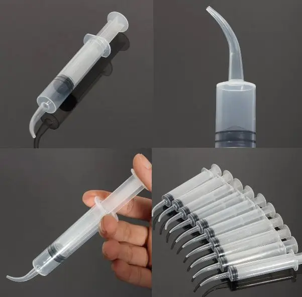 50pcs Dental Irrigation Syringe With Curved Tip 12ml for dentist use