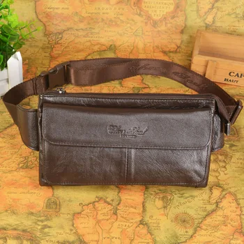 

CHEER SOUL Genuine Leather Men's Belt Bag Travel Waist Bags For Man Casual Waist Packs Men Chest Pack Cowhide Male Fanny Pack