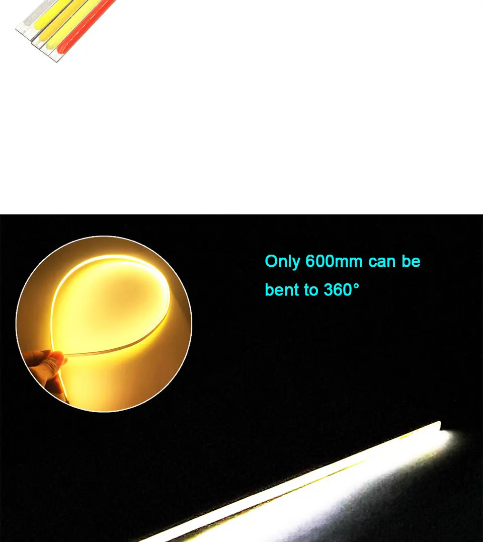 10pcs 6mm Dimmable COB LED Light Strip 12V DC Lamp 20CM 30CM 40CM 50CM 60CM Bendable LED Bar Lights for DIY Car Lighting Bulbs (17)