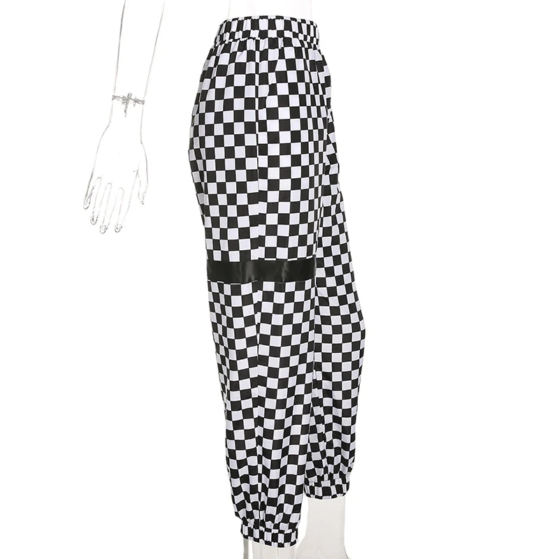 Sweetown шахматная доска спортивные брюки женские брюки пэтчворк Femme уличная осень размера плюс Harajuku спортивные штаны