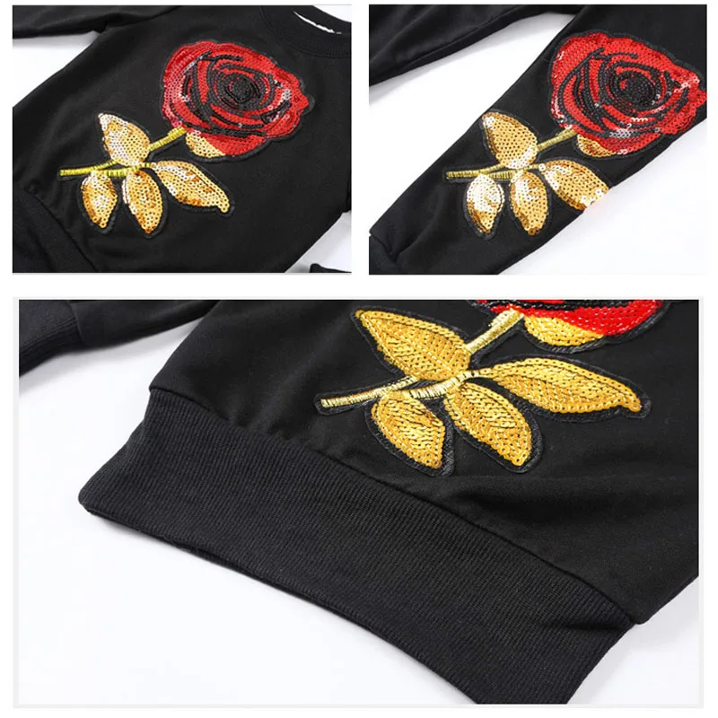 Children's big rose sequined casual wear (9)