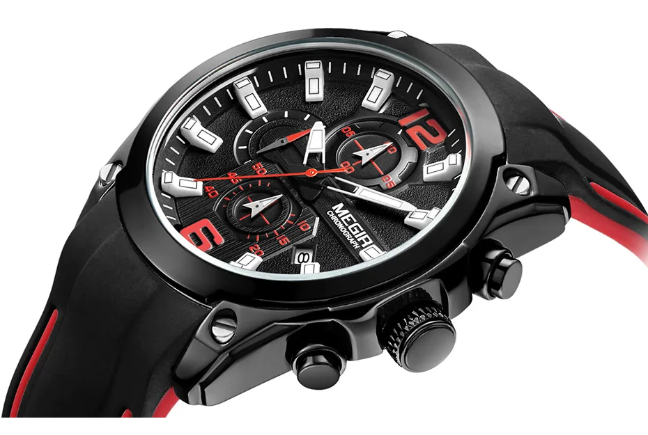 água luminosa azul silicone relogios masculinos MN2063GBE-1