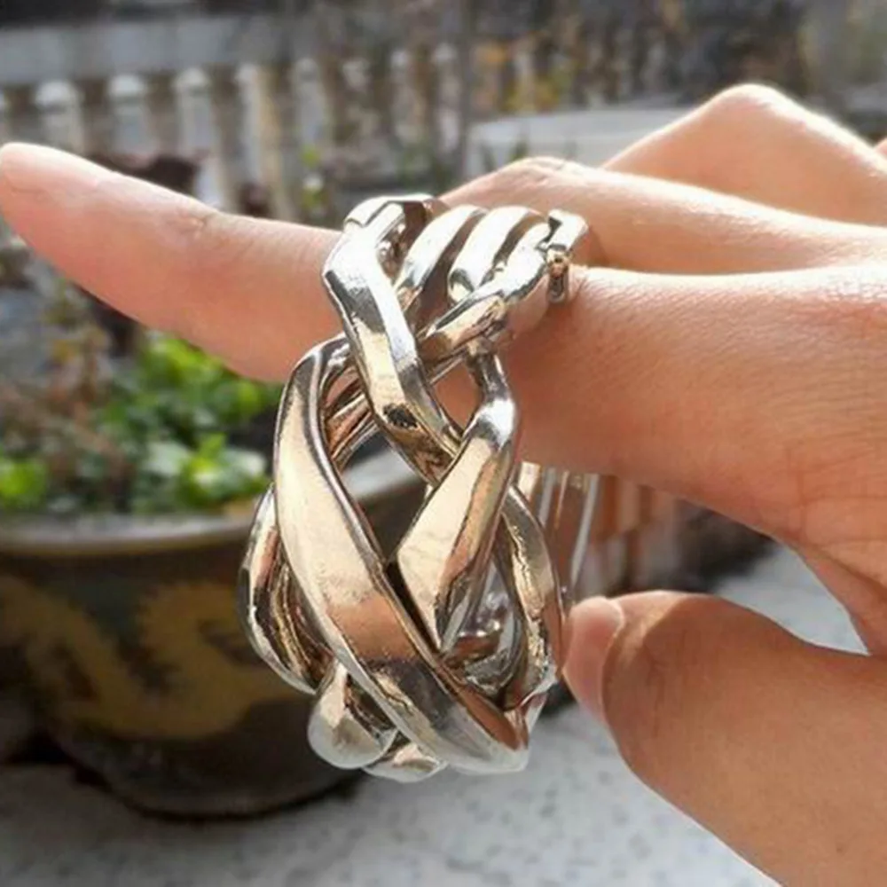 Subcluster 1 Pcs Puzzle Ring Braided Sterling 4 Band Magic Ring Brain Teaser Educational Toy