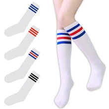 Корейский стиль колледжа для женщин и девочек, длинные носки три/3 в полоску Красочные Модные хлопковые высококачественные причудливая трубка, носки