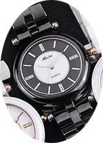 MISSFOX черные керамические наручные часы модный бренд розовое золото релог женский керамический подарок для девочек Бабочка Кнопка кварцевые наручные часы - Цвет: T0284