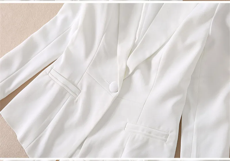 Черный белый пиджак женский корейский короткий параграф Повседневный шикарный длинный рукав Пиджаки женские размера плюс Топы X435