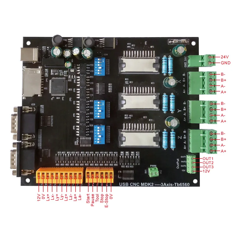 Драйвер платы USB CNC MDK2 100 кГц секционная плата 3 оси tb6560 интерфейс драйвер контроллер движения