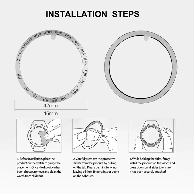 42 мм/46 мм клейкое кольцо-ободок для циферблата, защитный ободок для часов, устойчивый к царапинам, металлический ободок, Сменные аксессуары для смарт-часов