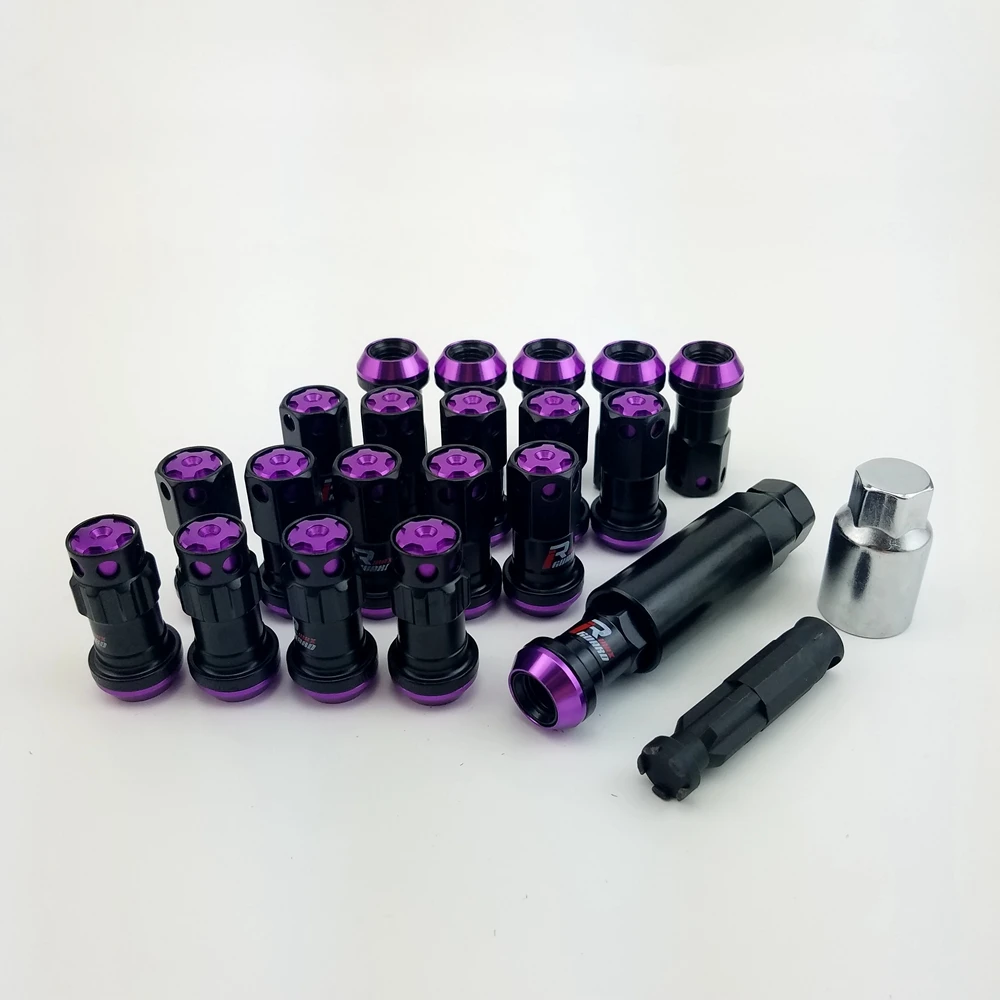 Free Shipping 44mm Length M12x1.5 20pcs Racing Wheel Nuts Steel Lock