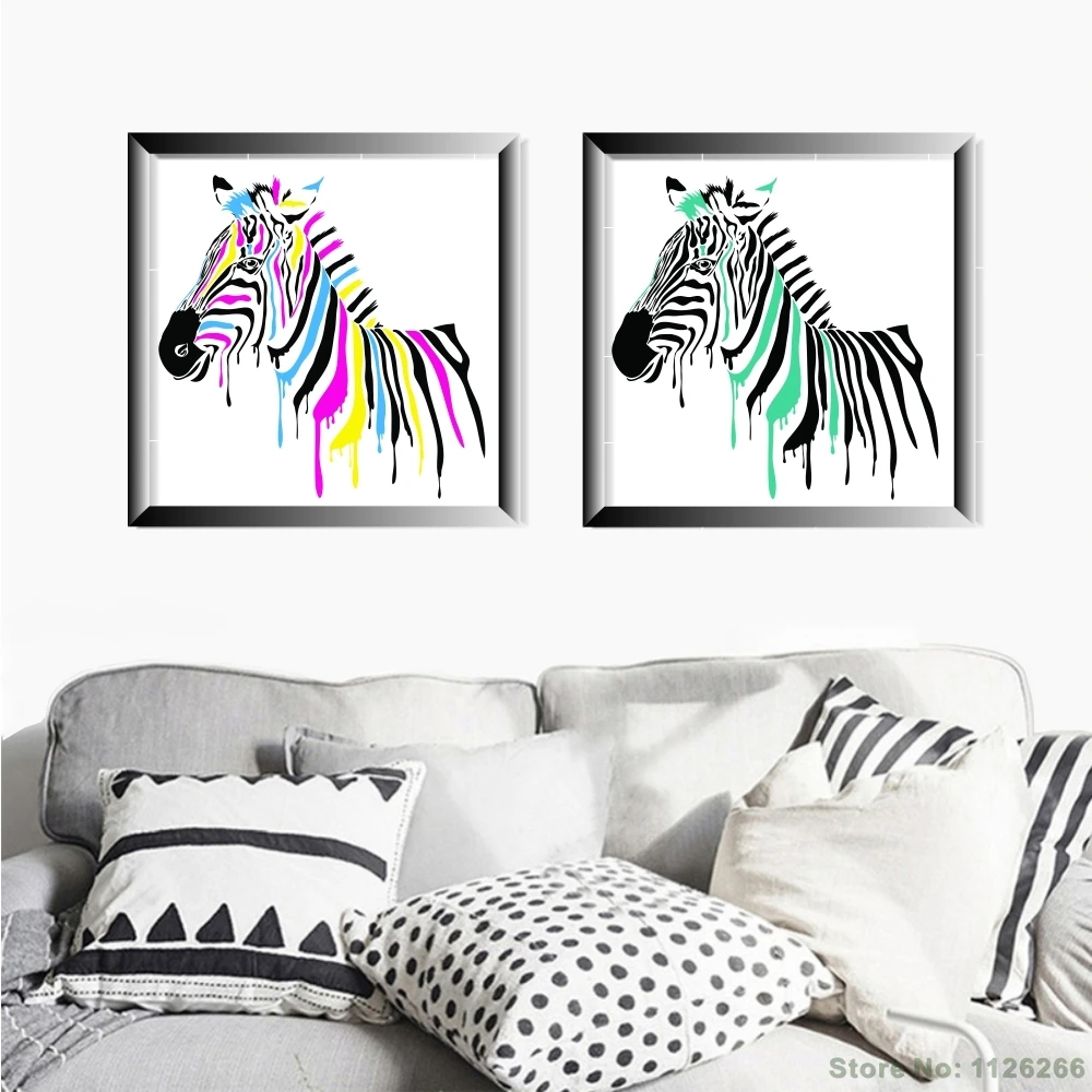 Toko Online Abstrak Zebra Dekoratif Kanvas Lukisan Dinding Gambar