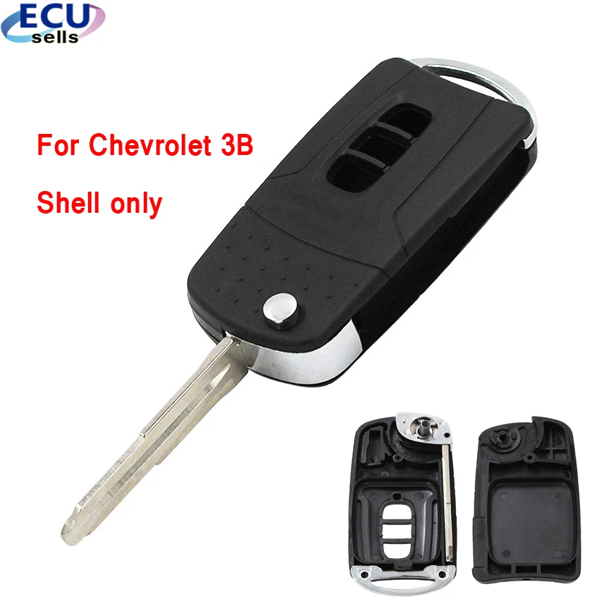 

Flip Folding Remote Key Shell Case For Chevrolet Captiva 3 Buttons + Uncut blade