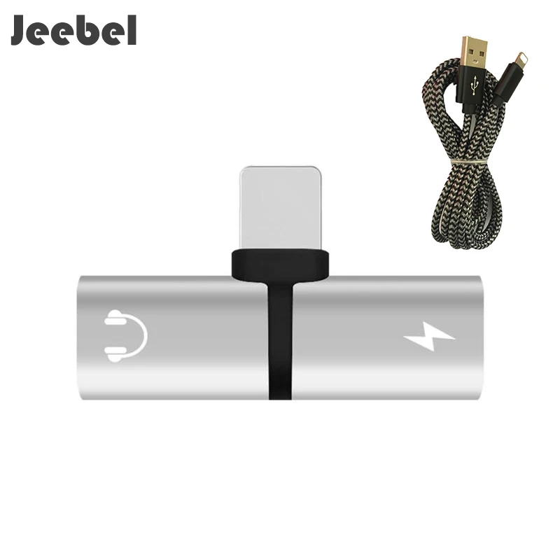 

Jeebel 1Pcs Charging Music 2 in 1 Splitter Aluminium Alloy Dual 8 Pin Port Converter Charger Audio with 1m Date Line for iPhone