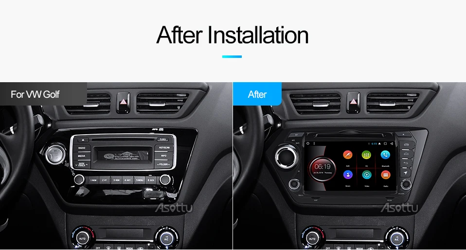 Discount Asottu KK28060 2G+32G android 8.1 car dvd gps player car radio gps navigation video player for Kia rio k2 car multimedia player 1