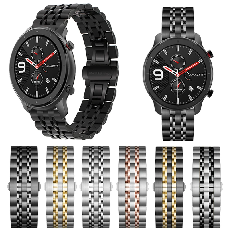 Металлический ремешок для Xiaomi Huami Amazfit GTR 47 мм 42 браслет из нержавеющей стали Bip