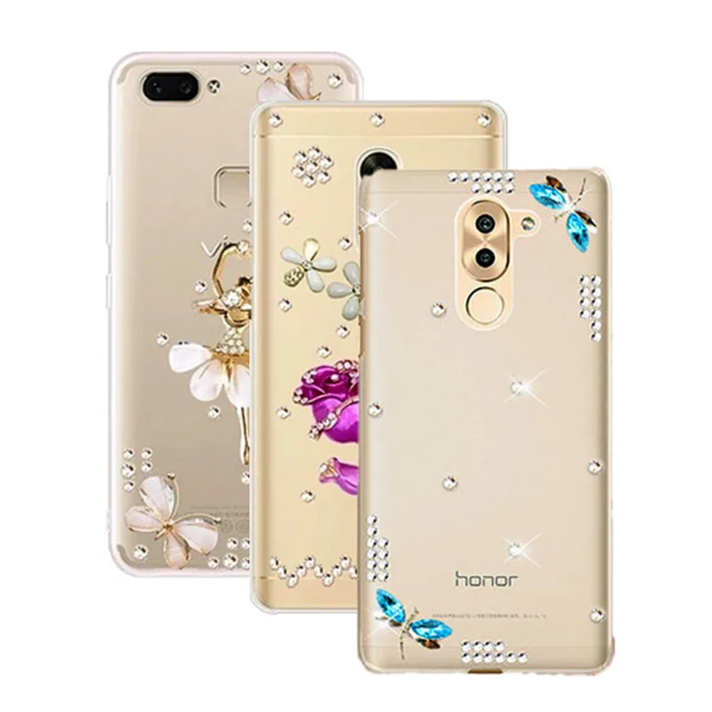 Модные стразы чехол для huawei P Smart Plus 20 Pro Lite Y7 Prime 2018 Y6 Y9 Y5 Блестящий Прозрачный |