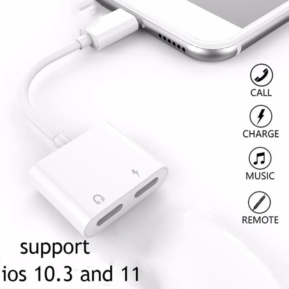 

for lightning Jack Converter Charging Audio Adapter for iPhone 7 8 X Suppore IOS 11 Music or Call For Headphone Audio Charge