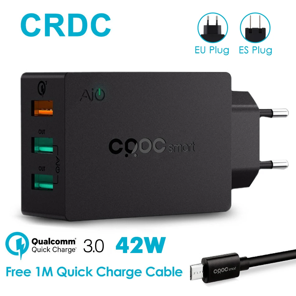 CRDC 3 Ports USB Charger QC 3.0 EU/US Plug The Max 2.4A Fast adapter mobile phone charger for iPhone Xiaomi redmi 4x | Мобильные