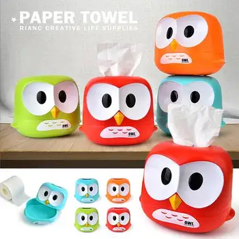 

Owl Tissue Box Toilet Paper Cover Case Napkin Holder for Removable Tissue Roll Paper Home Car Decor DEC474