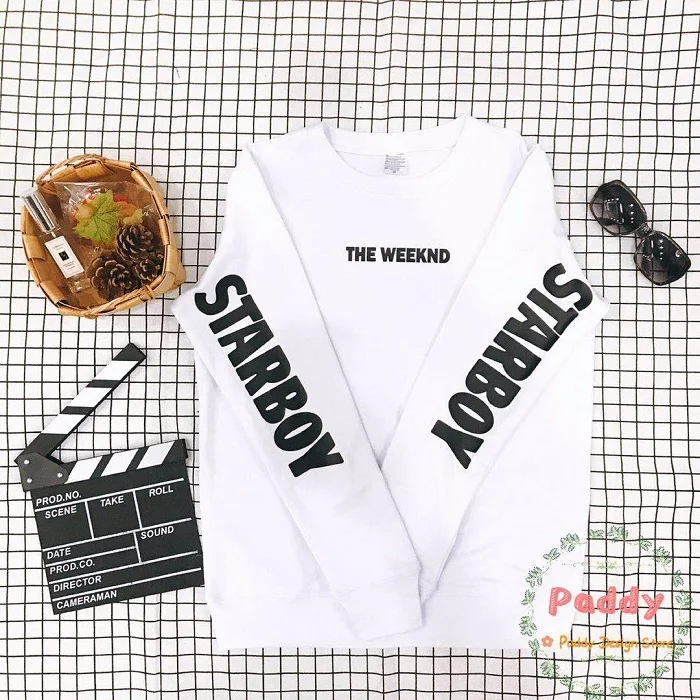 OKOUFEN Starboy The Weeknd кофты черный с длинным рукавом tumblr уличной хип хоп пуловеры crewneck