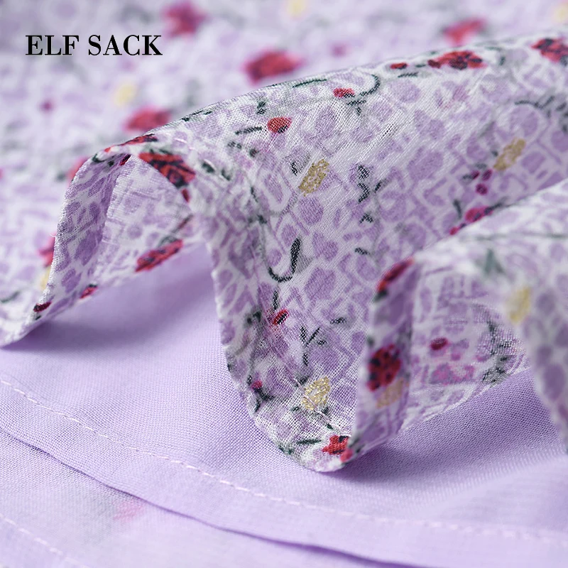 Женская блузка с рукавами бабочками ELFSACK черная Повседневная Блузка цветочным