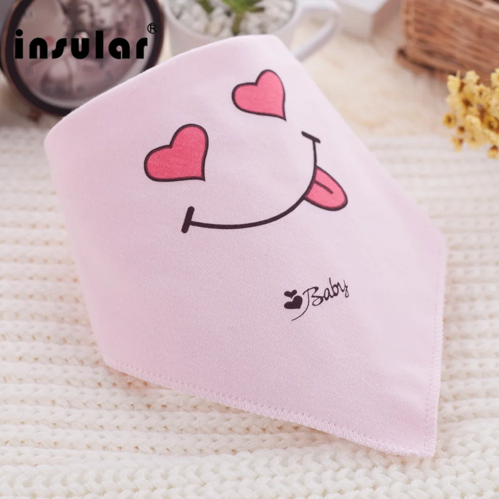 3PCS/ Lot Insular Cotton Smile Cute Baby Triangle Bibs babador Pink Blue Yellow Kids Scarfs Newborn Infant Bib Stuff for Babys