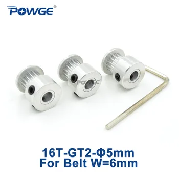 

POWGE 16 teeth 2GT 2M Timing Pulley Bore 5mm for width 6mm GT2 Open Timing belt small backlash Positioning Accuracy 16Teeth 3pcs