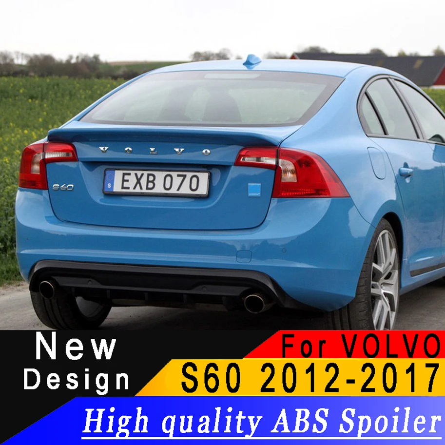 Для Volvo S60 2012- ABS спойлер из материала высокого качества любого цвета или грунтовки заднего крыла автомобиля декоративное озеленение спойлер