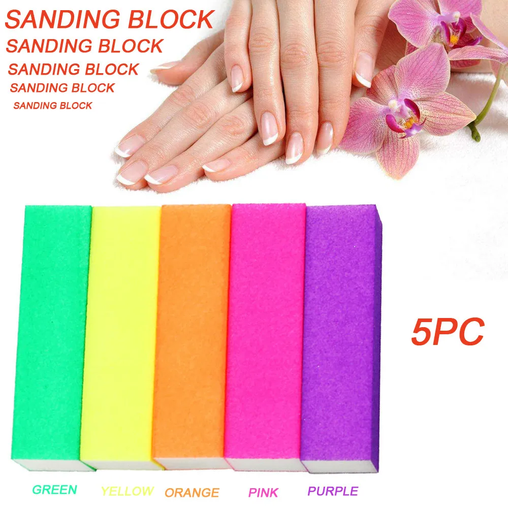 5PCS Sponge Sanding Nail File Buffer Block for UV Gel Nail Polish DIY
