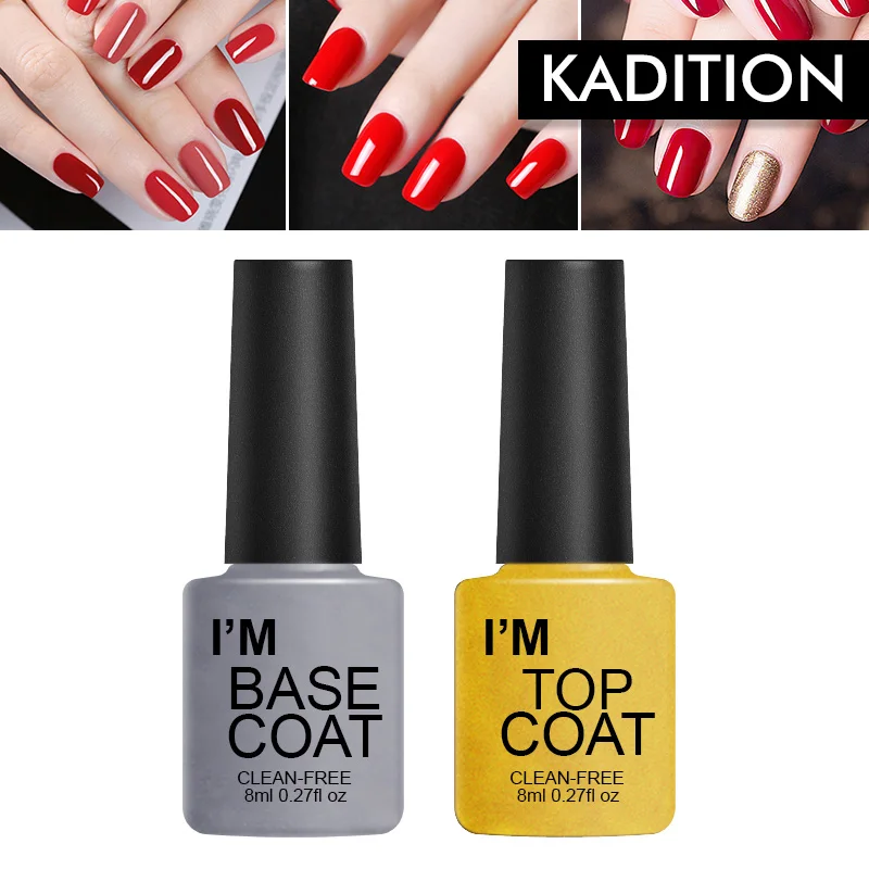 KADITION Top and Base Coat Transparent Color Nail Gel Varnishes LED ...