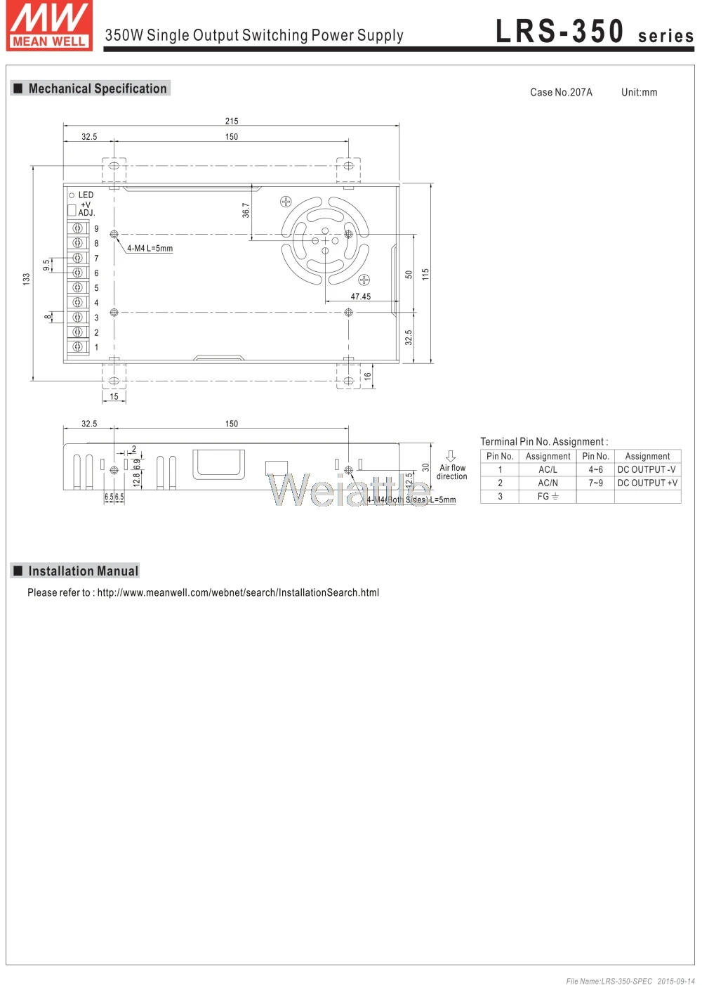 MEAN WELL LRS-350-24 24V 14.6A LRS-350-12 12V 29A 350W одиночный выход импульсный источник питания LRS-350-48 48V 7.3A 4,2 V 15V 36V