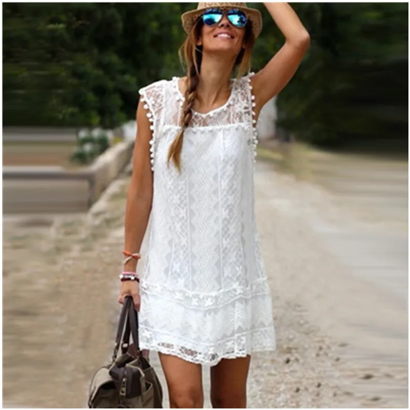 Beste Summer Style 2015 Boho White Embroidery Dresses Floral Retro RL-14